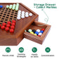 Offelec Wooden Chinese Checkers Set, 13" Game Board with Storage Drawer, 60+12 Glass Marbles in 6 Colors, Family Fun Game