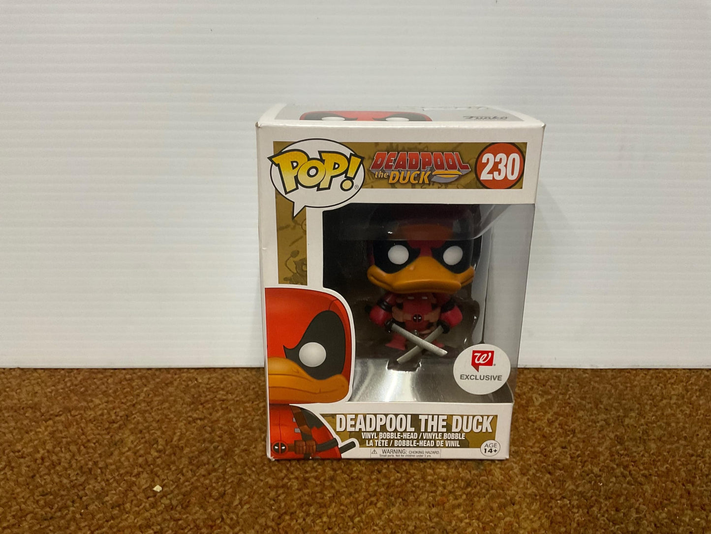 Deadpool Funko Pop Duck Exclusive Vinyl Figure - Red & Black, Model 14561, Item Size CA2375