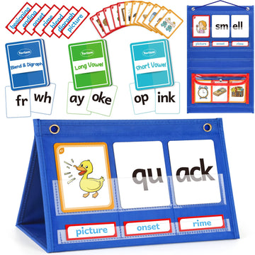 Torlam Blends & Digraphs Pocket Chart, Onset Rime Phonics Games Sight Word Flash Cards, Educational Spelling Reading Learning Blending Board, Elementary Kindergarten Classroom Teachers Must Haves
