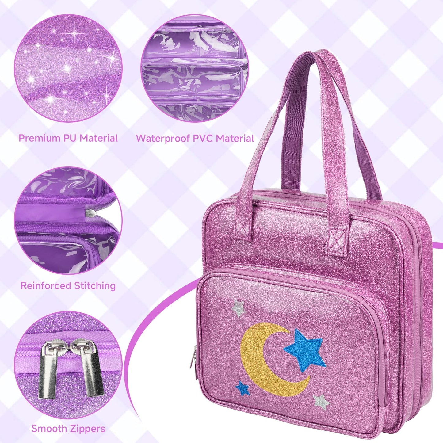 Jaffzora Dolls Carrying Case Compatible With Lol Surprise Dolls All,Hanging Travel Toys Storage Tote Bag With 6 Clear Pockets Fo