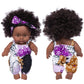 Ecore Fun 2 Pcs 8 Inch Black Baby Doll African Washable Realistic Silicone Baby Dolls with Clothes and Hairband