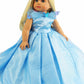 American Fashion World Blue Gown with Butterflies for 18-Inch Dolls | enhanced Quality & Trendy Design | Dolls Clothes | Outfit Fashions for Dolls for Popular Brands