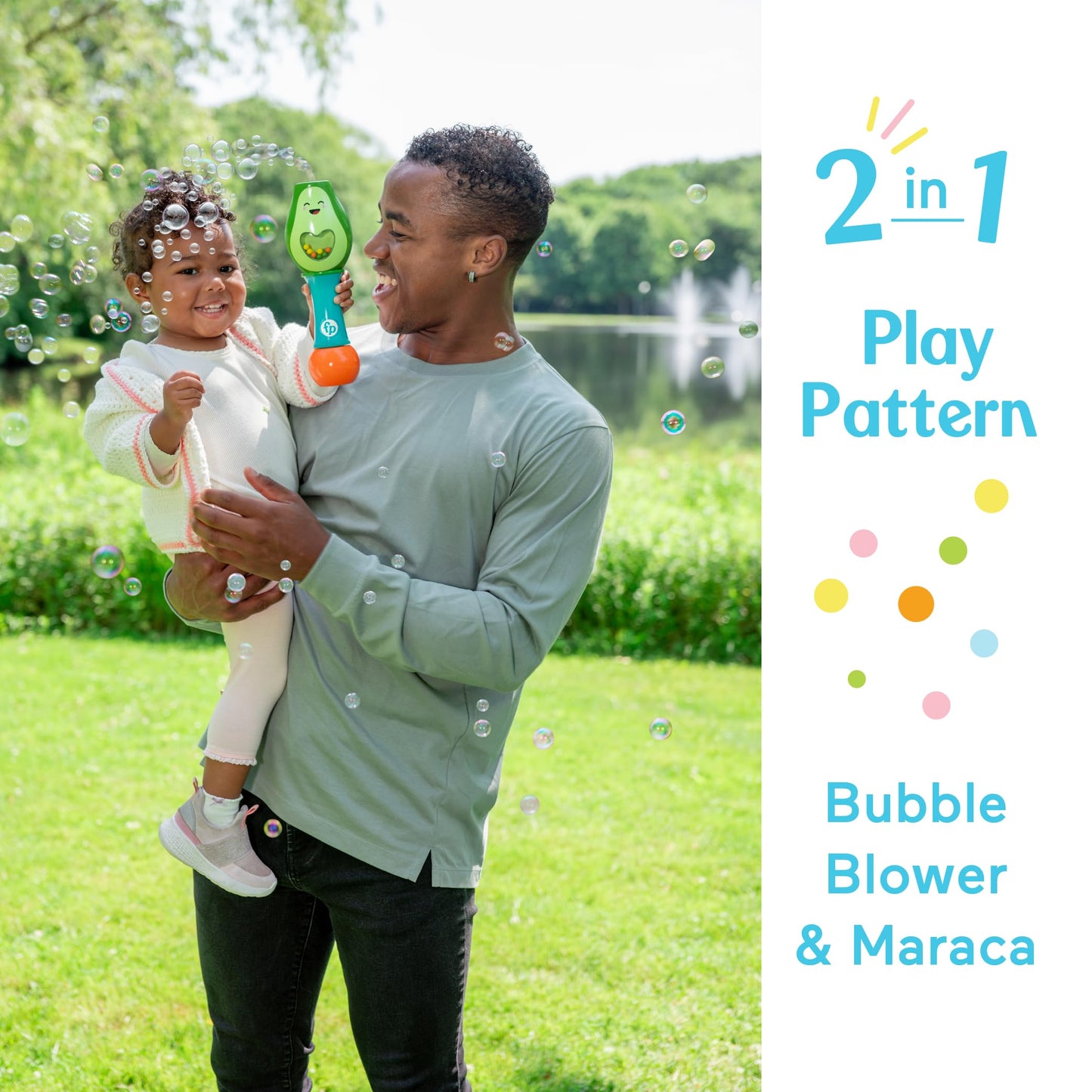 Little Kids Fisher-Price Toddler Toy Shake And Go Bubble Maraca 2-In-1 No Spill Bubble Wand And Musical Toy Maraca | Ages 18+ Months | Includes 4Oz Of Non-Toxic Bubble Solution