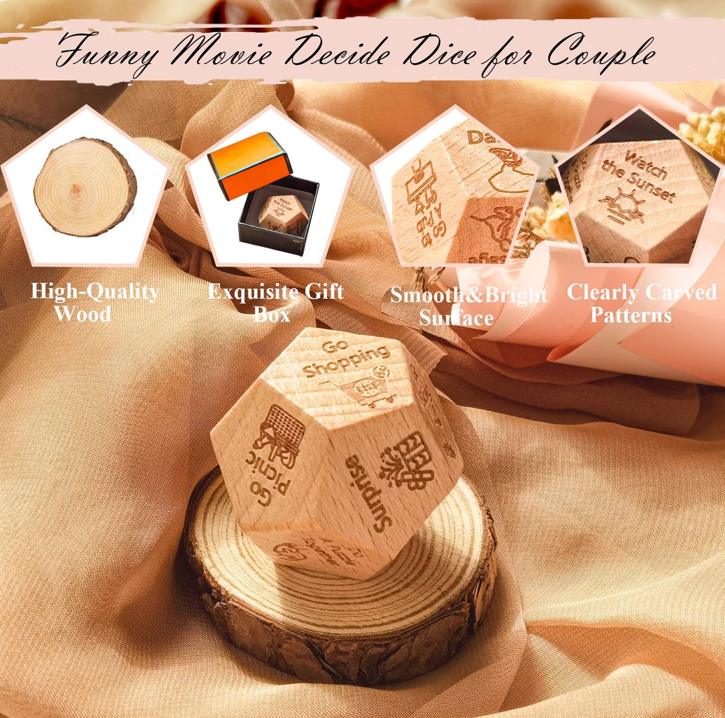 Couples Gift Ideas, 12-Side Date Night Dice Activity Dice Valentine'S Day Gifts For Her Him Husband Wife Women Men Funny Date Ni