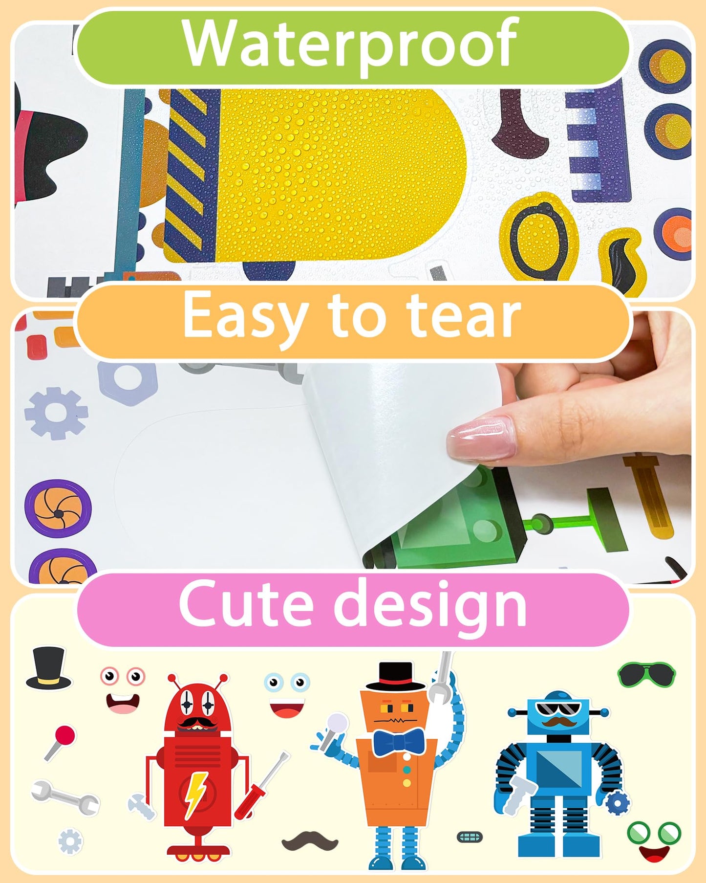 24 Pcs Make Your Own Robot Sticker Sheets For Kids, Robot Face Stickers For Kids Toddlers Crafts Activities Gifts Goodie Bags Bi