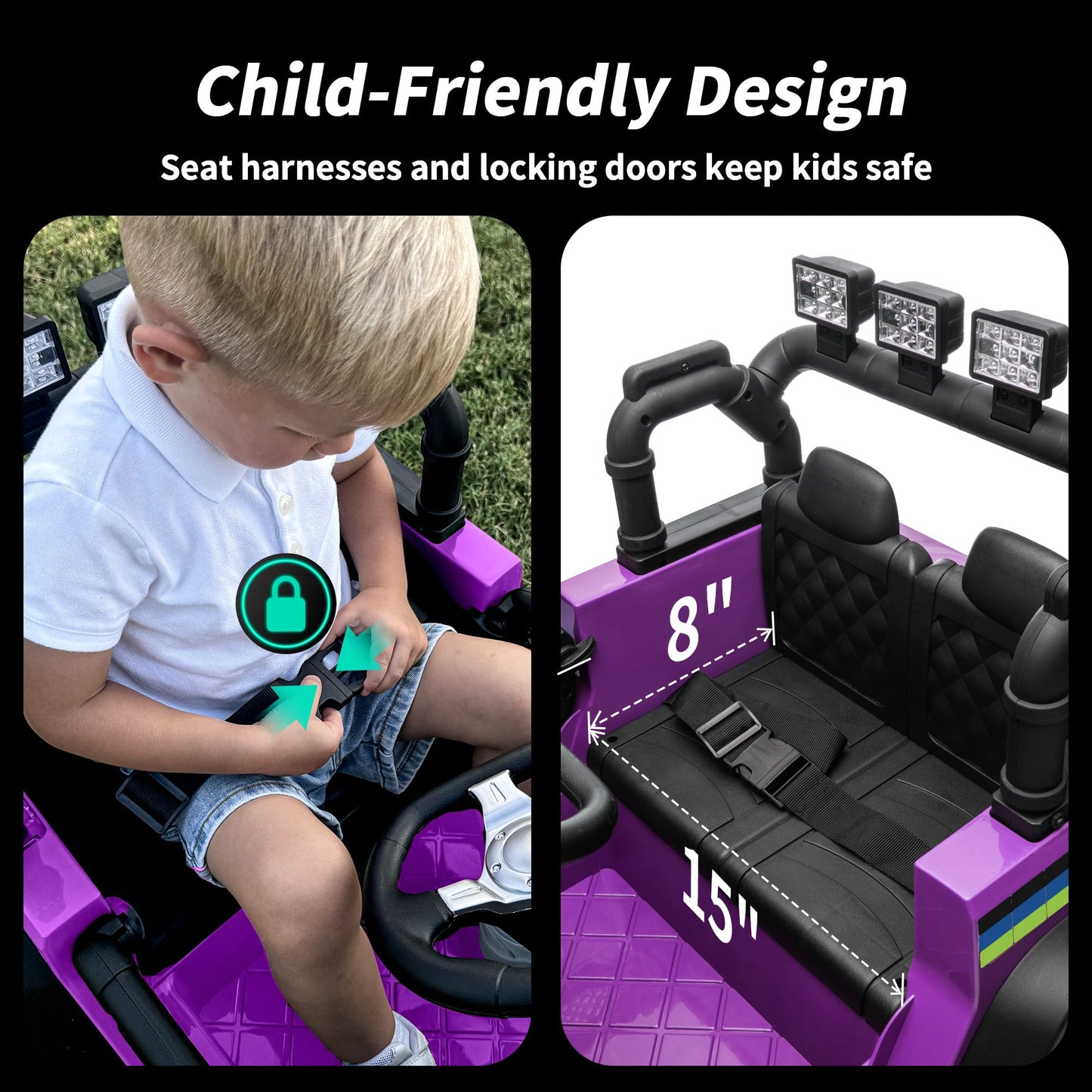 Hikiddo 24V Kids Ride On Car, Kids Electric Vehicles Car Ride On Toy Truck For Toddlers W/Remote Control, 400W Motor - Purple