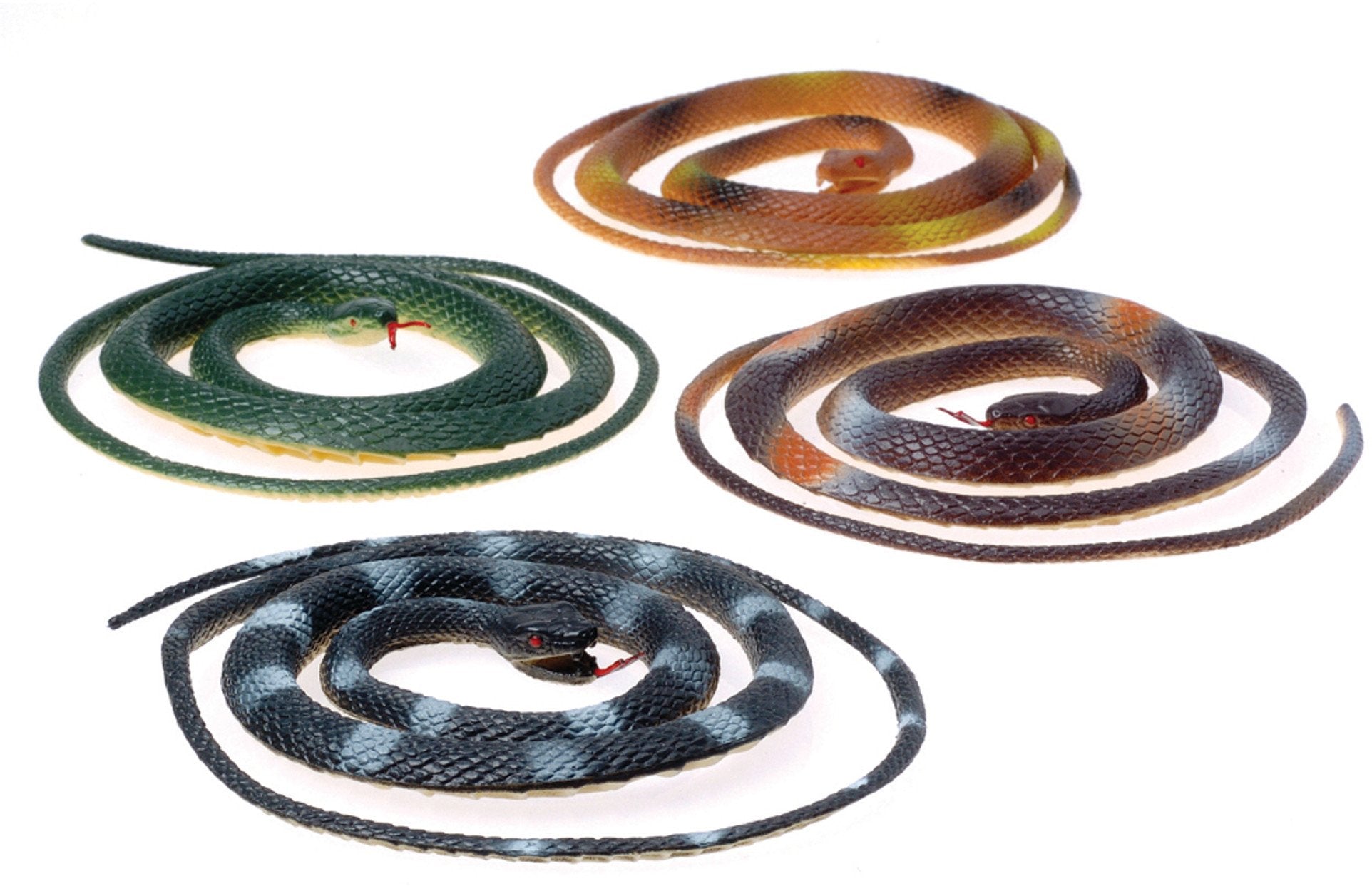 Set of 12 - Rubber 42 Coiled Rubber Prop Toy Snakes