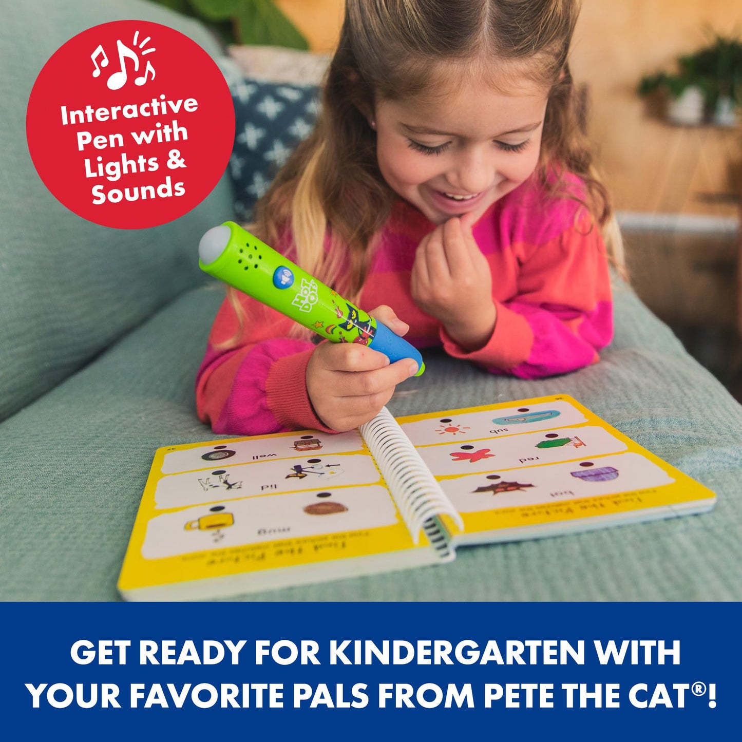 Educational Insights Hot Dots Pete The Cat Workbook, 200 Activities, Reading & Math for Kids Ages 5+, Multi, Model 2456