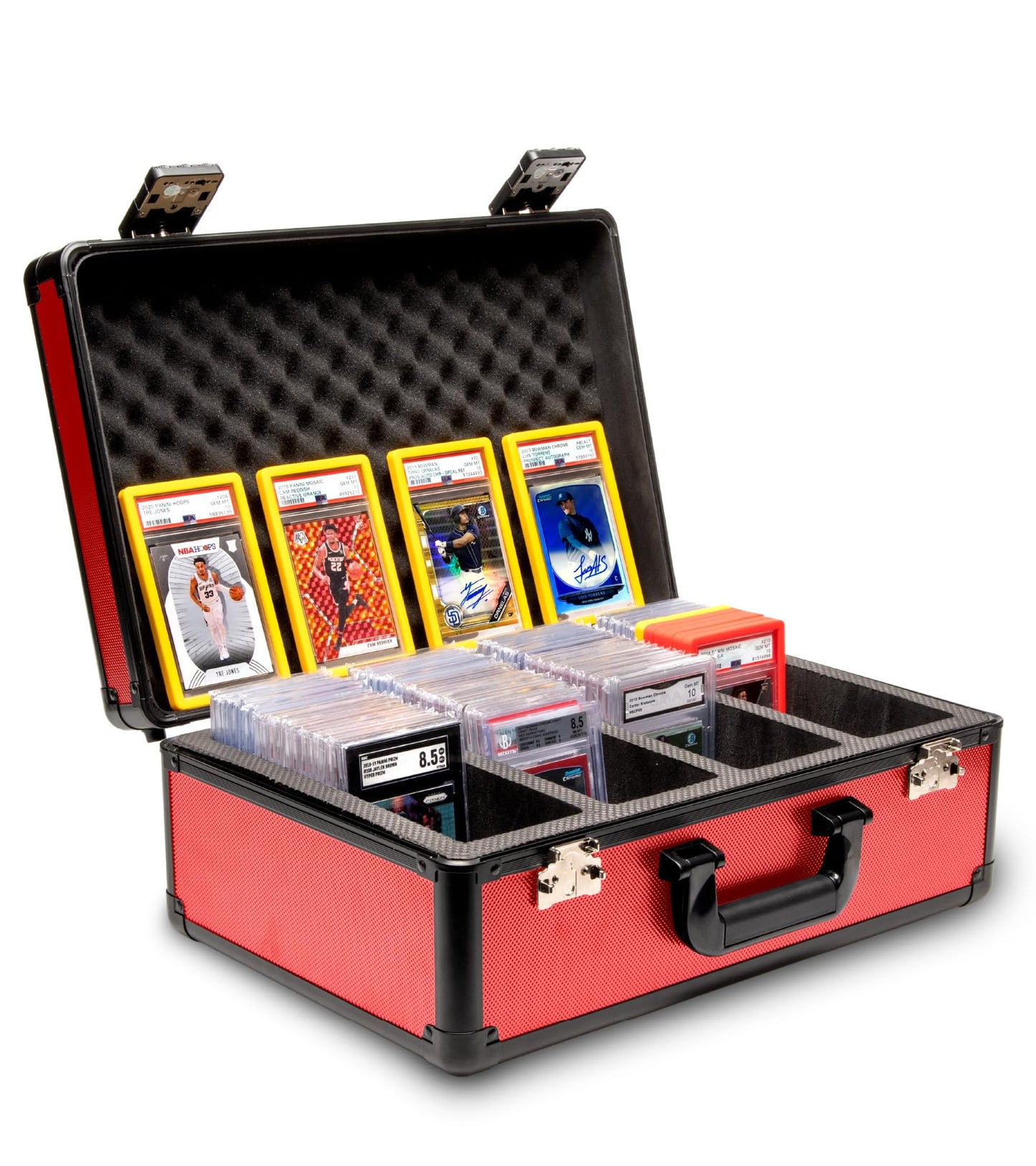 Panopply SLAB protective covering 4 Row Graded Card Storage Box PSA Card Slab Case For Graded cards Holds 160+ Slabs Graded Card Case for PSA Slab Box Graded Card Storage Sports Baseball Card Collector Gifts (RED)