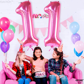 Katchon, Hot Pink 11 Balloons Number - 40 Inch | Number 11 Balloon, 11Th Birthday Decorations For Girls | Hot Pink 11 Birthday Balloon | 11 Year Old Balloons Pink, 11 Birthday Decorations For Girls