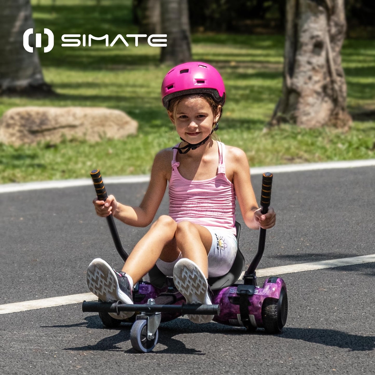 SIMATE Seat Attachment Combo, Go Kart Accessories with Adjustable Frame Length for 6.5 8 10 into Self Balancing Scooter, Ideal G