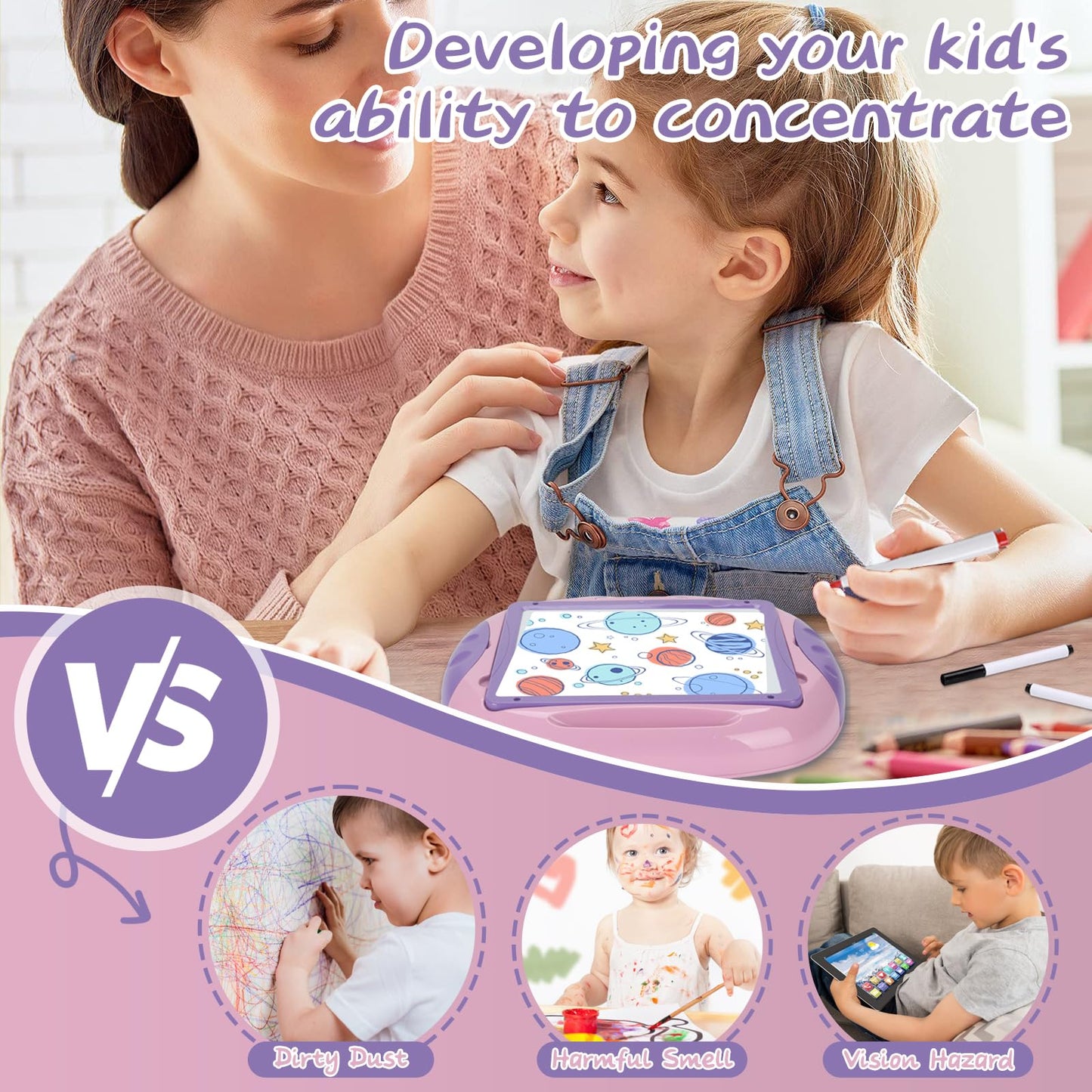 Qrytoi Drawing Board For Kids, Toddler Toys For Age 1-2 Boys Girls With Magnetic Letters And Numbers, Educational Learning Toys