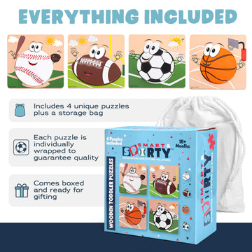 Wooden Puzzles For Toddlers 2-4 | Sports Puzzles | Wood Puzzles For Kids, Toddler Sports Toys For Toddlers, Basketball Toy, Foot