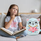 SEAOPOP Cute Cat Stuffed Animal: 8 Inch Blue Cat Book Lover Gifts Soft Reading Buddies Plush Toy  Plushie Pillow Gifts for Kids Girls Boys  Bookworm Classroom Decor