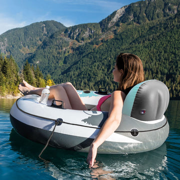 Intex Inflatable Tubes Bundled With American Flag Double Float And Set Of 2 River Run Single Water Tube Floats With Built-In Cup Holders