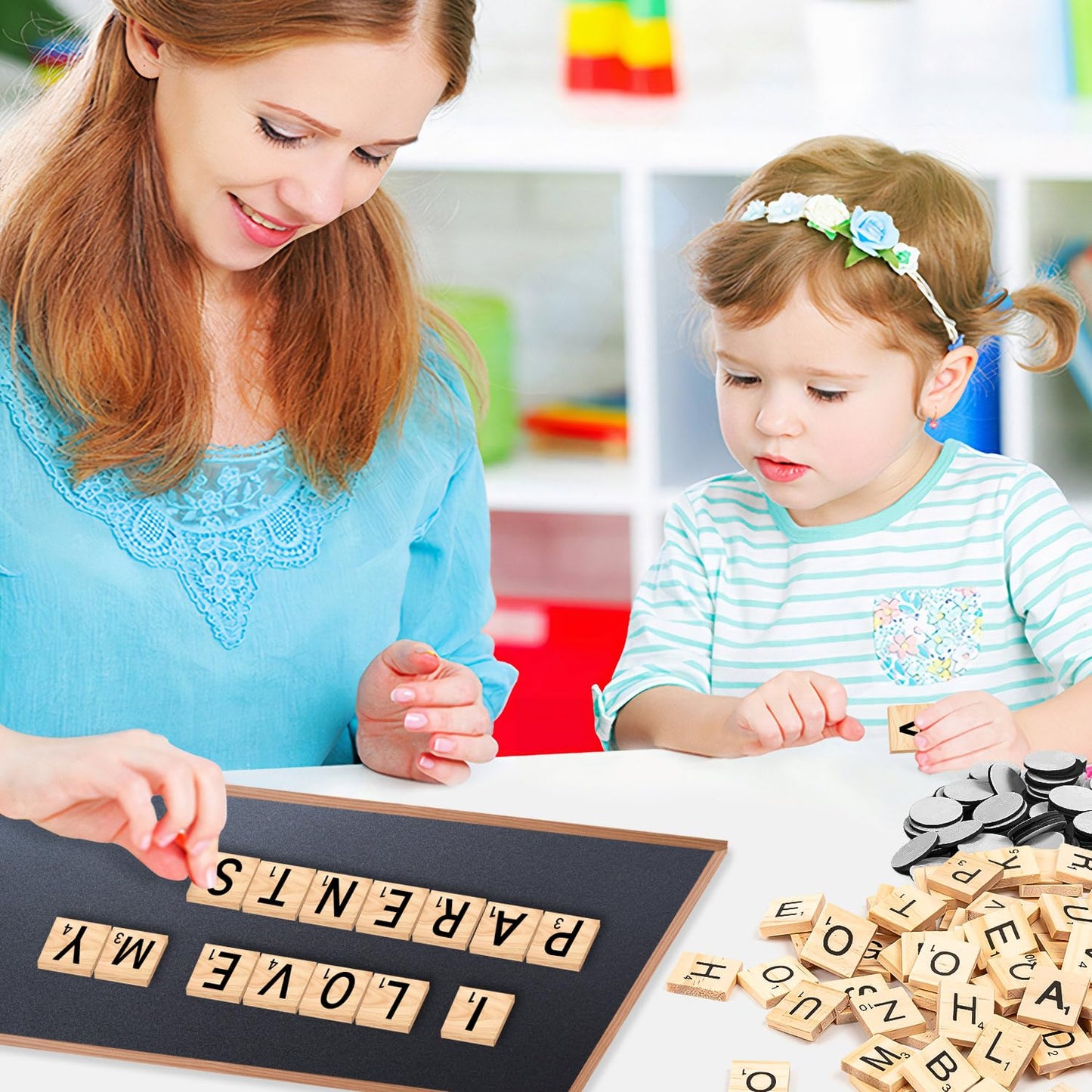 300 Pcs Wood Magnetic Letter, Wooden Letter Magnets For Fridge Refrigerator Wall, Alphabet Tile Letters Magnetics For Fun Learni