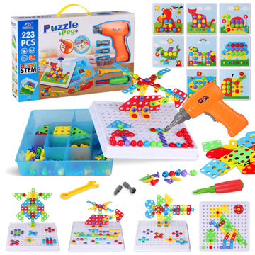 Haifeng 223 Pieces Kid Screwdriver Toy Set, Create and Design Drill kit, Magic Play Toolbox for Kids, Game Activities Center for