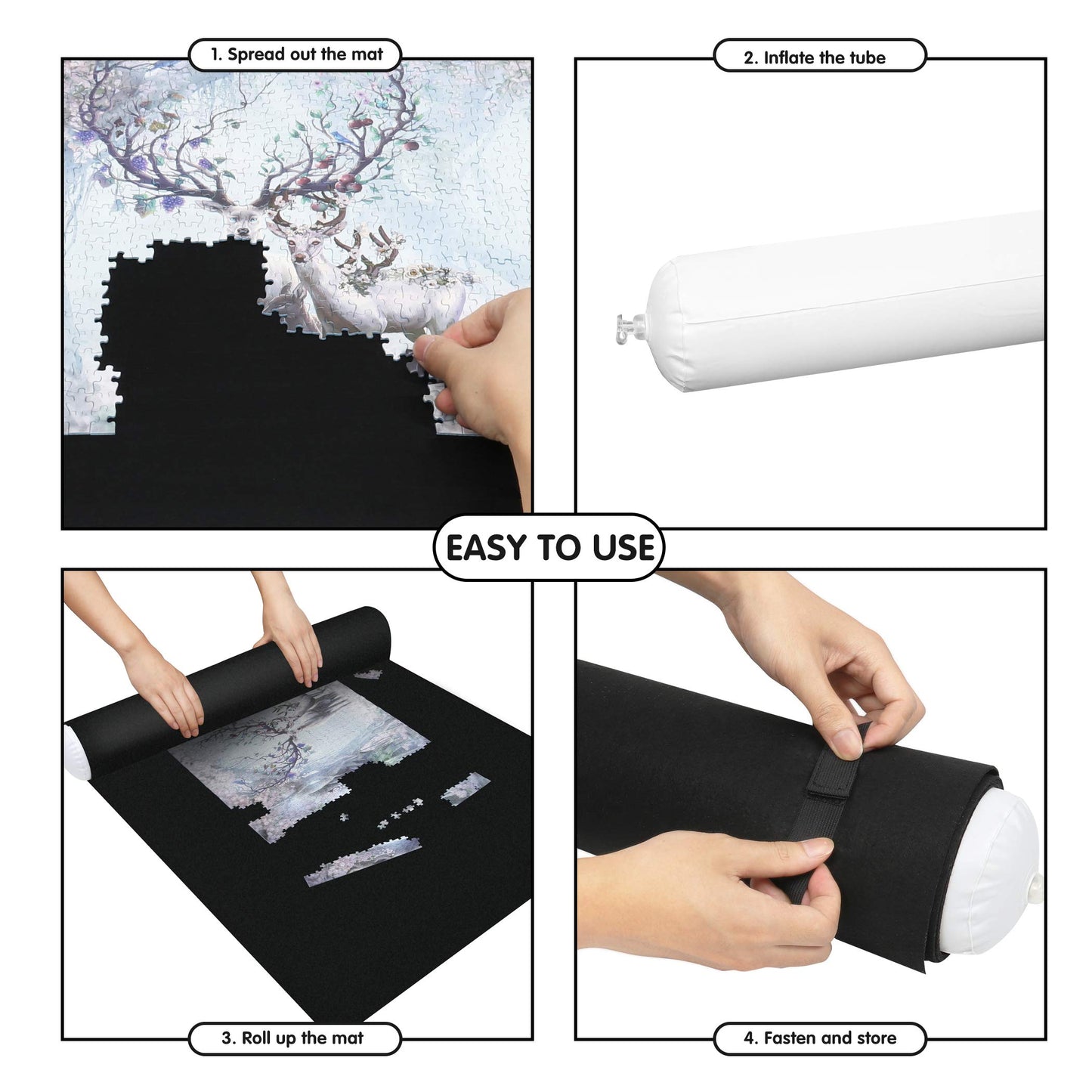 Lavievert Giant Jigsaw Puzzle Mat Roll Up  Portable Puzzle Board for mature-themeds  Large Felt Mat Storage Keeper Holder Saver for Games Up to 3000 Pieces