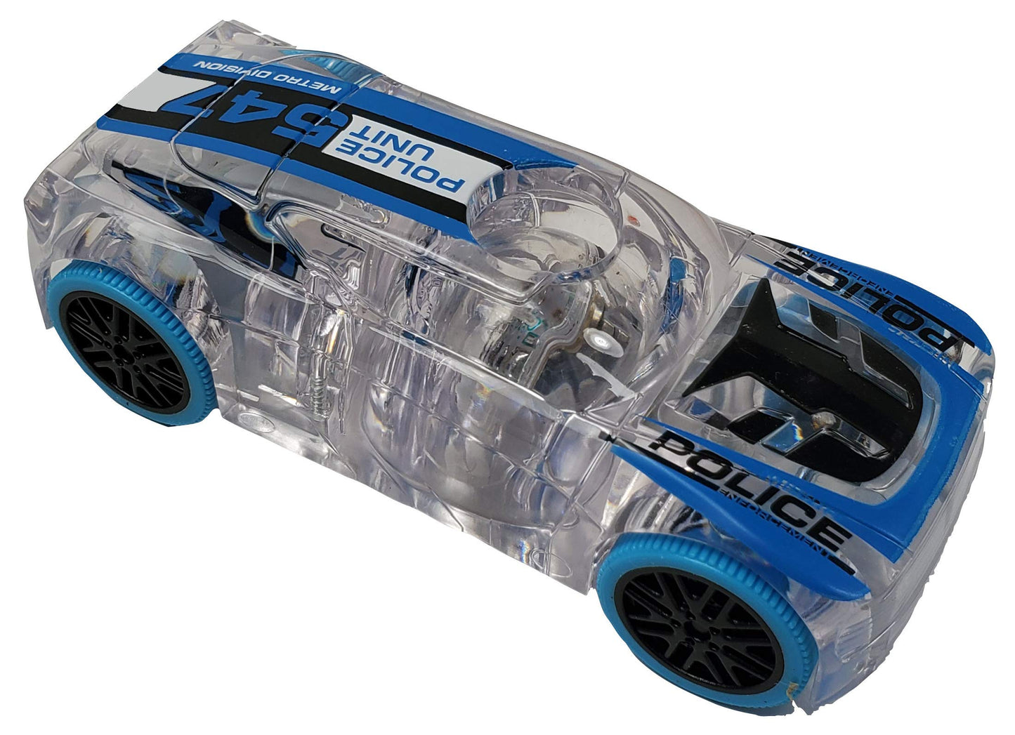Marble Racers Police Car, LED Light Up Pull Back Cop Car, Toy Vehicle for Kids 3 and Up