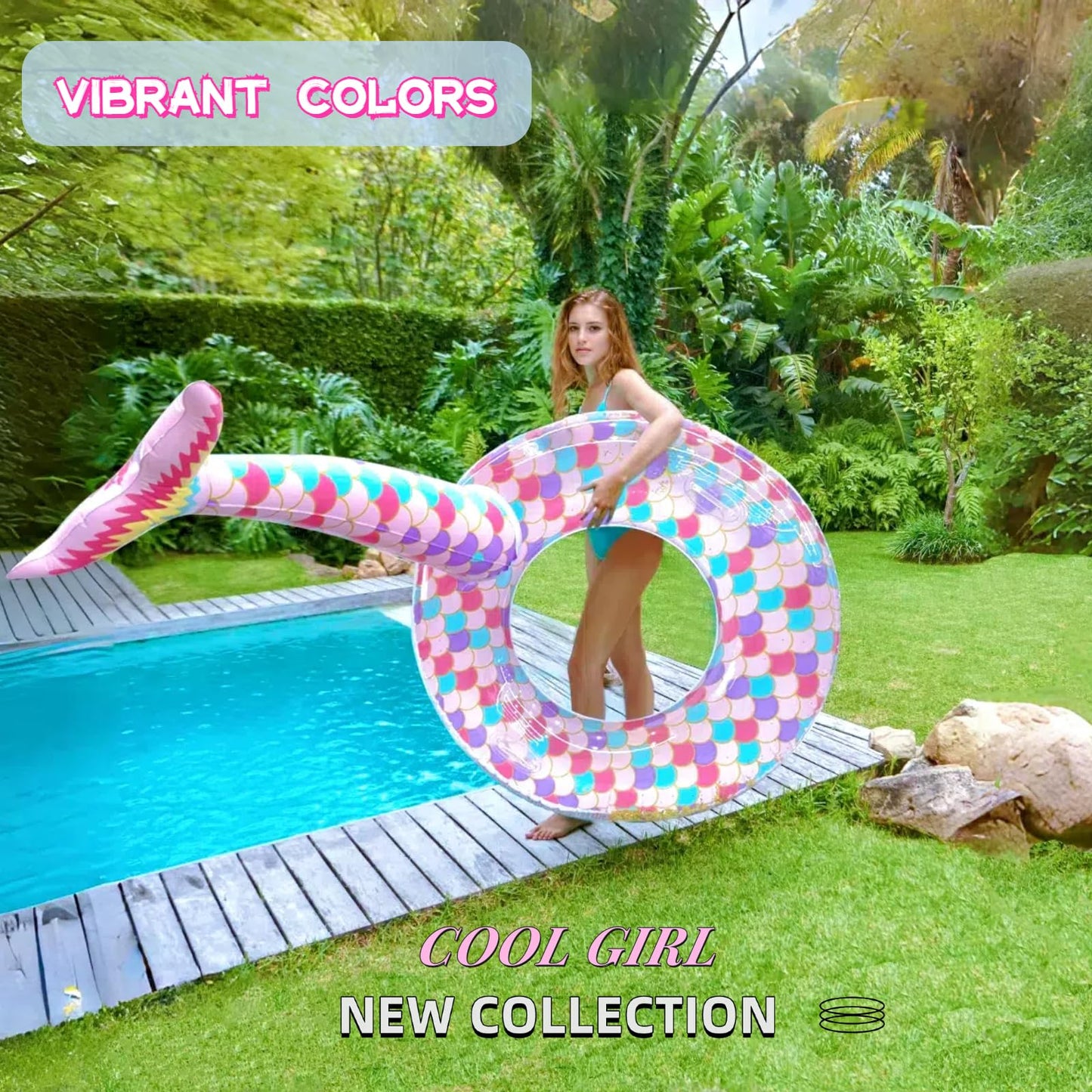 Ginkago Inflatable Mermaid Pool Floats Pool Floaties For Adults Mermaid Pool Toys Tubes Lounge Raft Party Decoration Kids Water Toys Summer Beach Fun