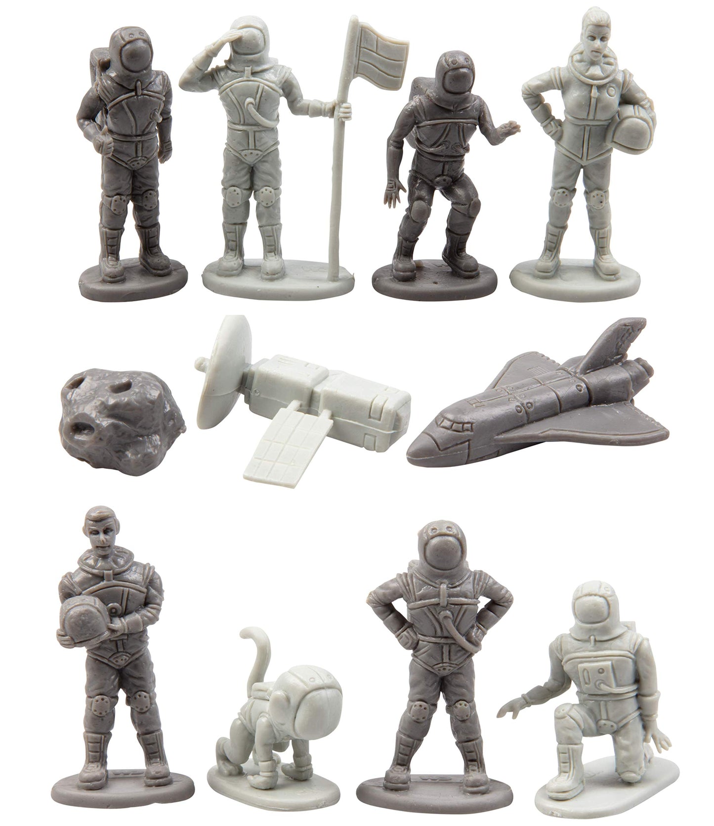 SCS Direct Space & Astronaut Action Figure Playset - 100+ Pcs, 11 Unique Characters, Gray, Model HGF-SCS-AST-962