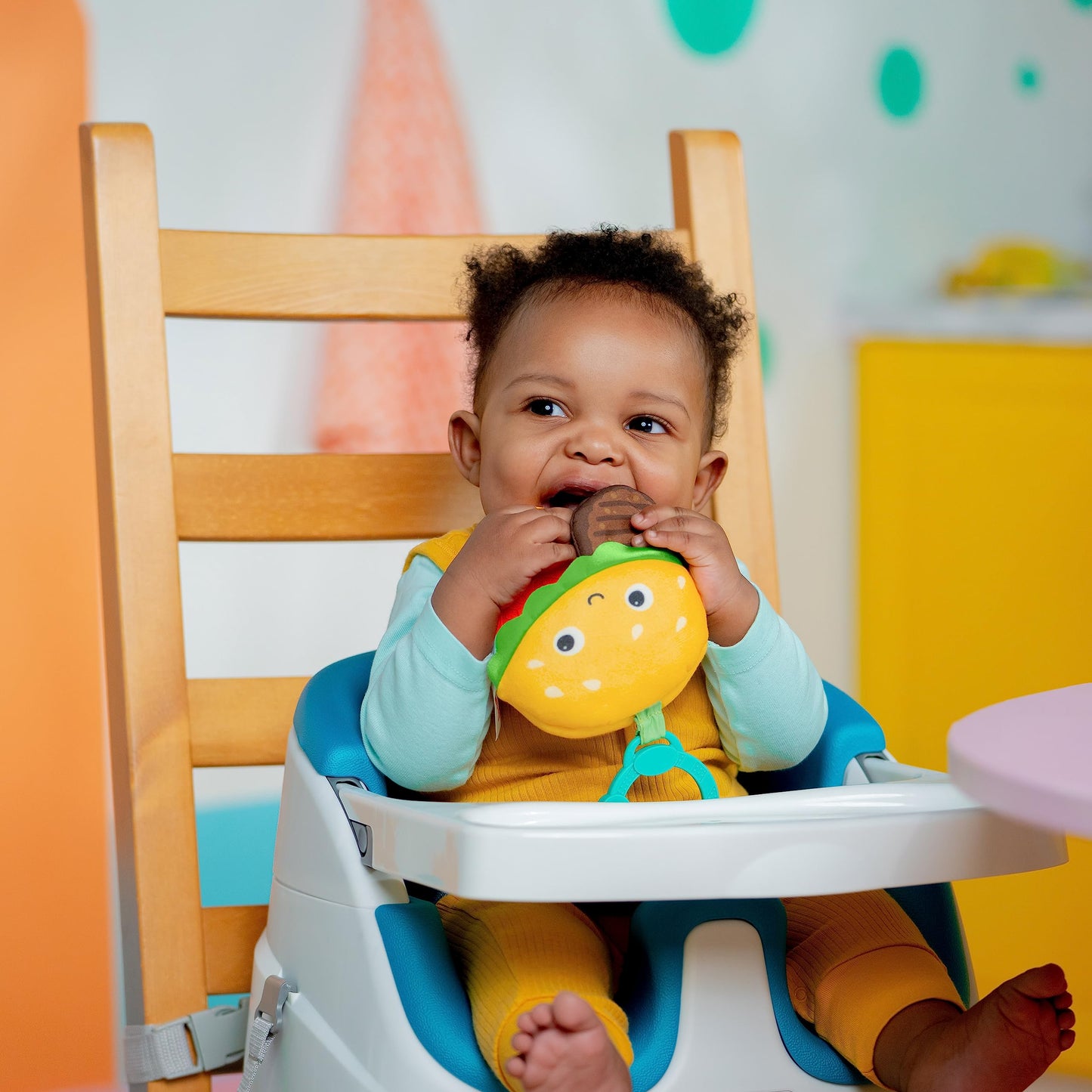 Bright Starts Say Cheeseburger On The Go Teether Activity And Stroller Toy, Baby Teething Toy, Bpa Free, Unisex, 3 Months+