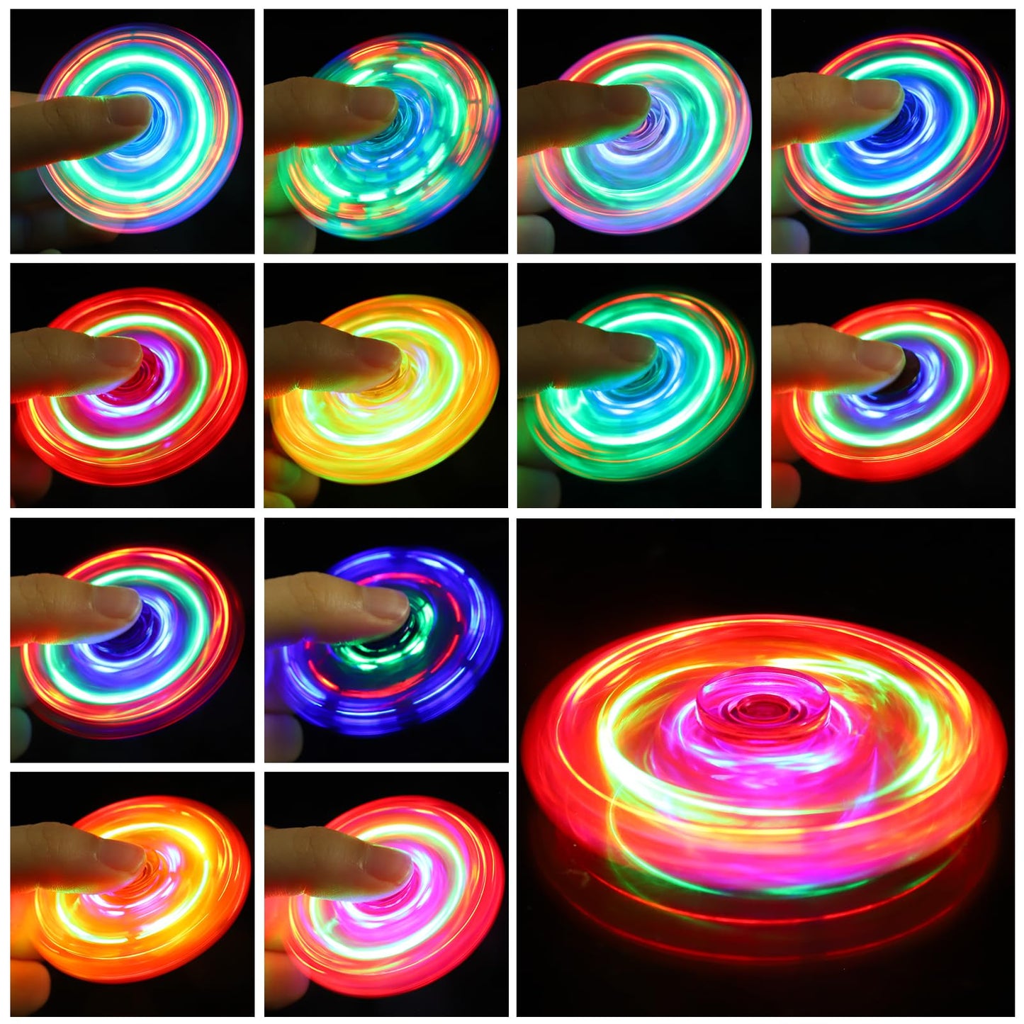 Gigilli Mini Fidget Spinners 16 Pcs, Valentines Party Favors Led Light Up Fidget Spinners For Kids 4-12, Valentine Day Goodie Ba