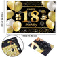 IMISI 18th Birthday Banner - Black & Gold Polyester Decorations for Men