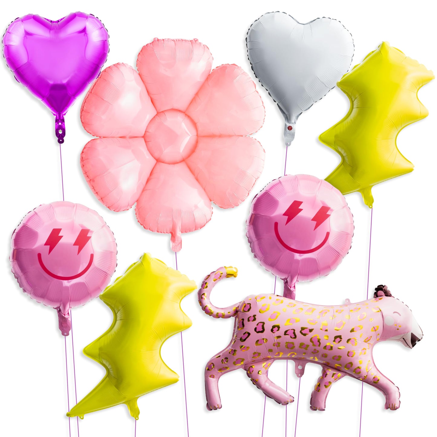 Wood Homing 8Pcs 18 Inch Smile Party Preppy Helium Balloons Pink Smile Face Helium Balloons Smile Face Theme Birthday Party Deco