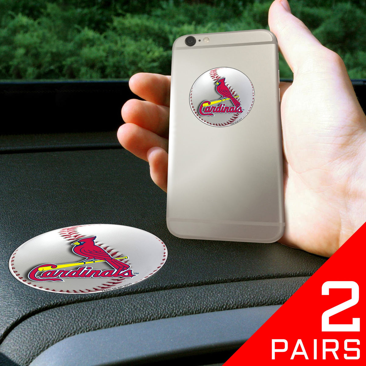 Get A Grip 13080 MLB St Louis Cardinals Polymer Anti-Slip Phone Grip - 2 Pair