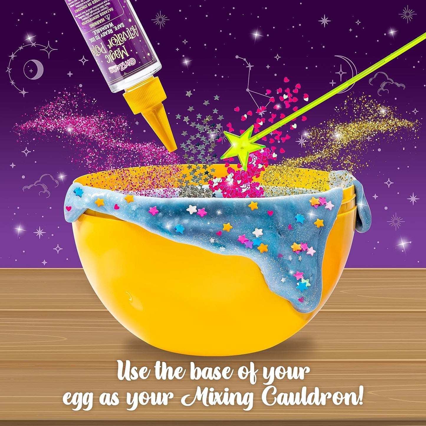 GirlZone Magic Potion Slime Kit - Create 6 Glow in The Dark Slimes, Purple, Model GZMPSK, Fun Gift for Kids Birthdays