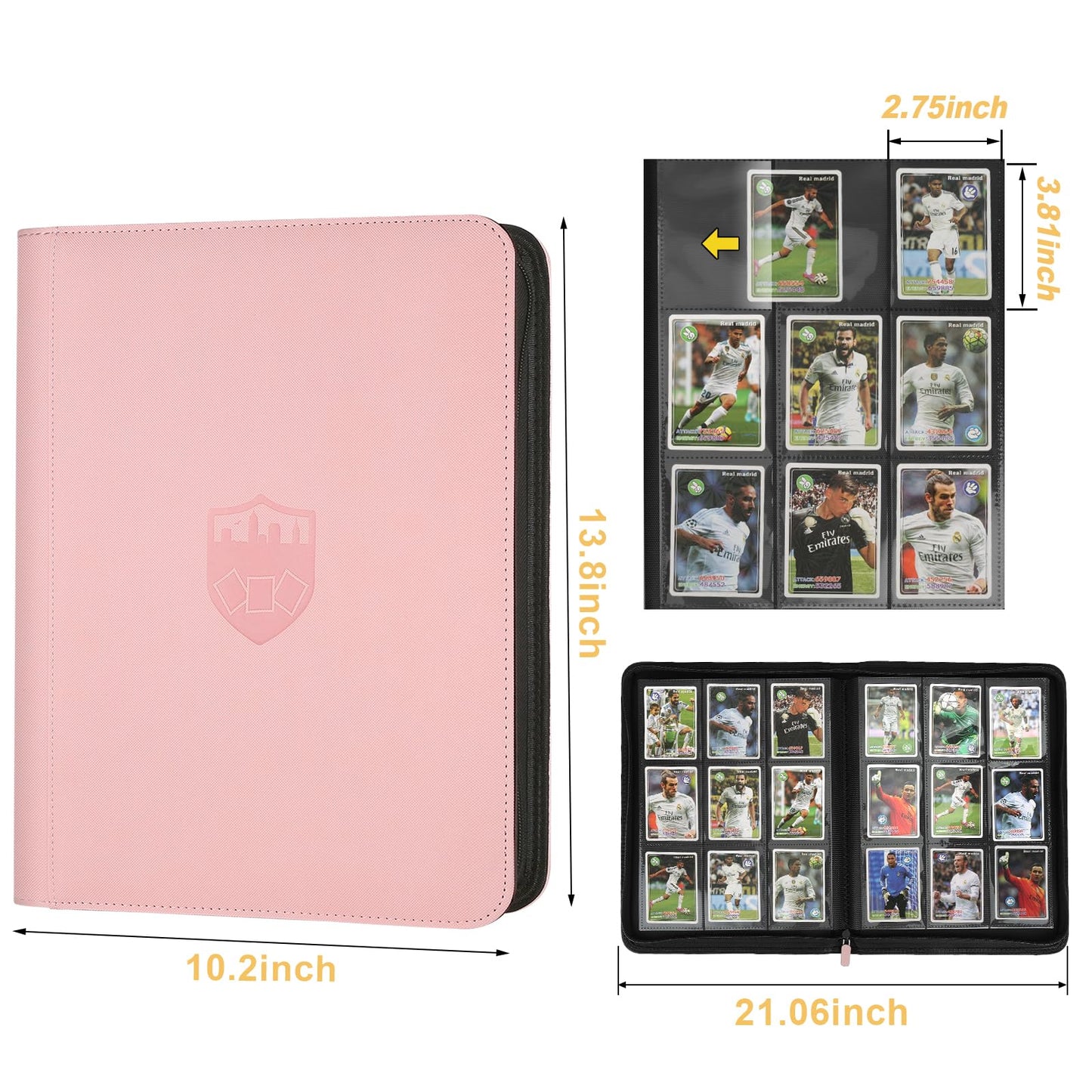 Trading Card Binder 9 Pocket  GERMUN PU Cover Card Binder for 360 Cards  enhanced Trading Card Holder Folders  Double Sided Pocket Card Album for MTG  TCG (Pink)