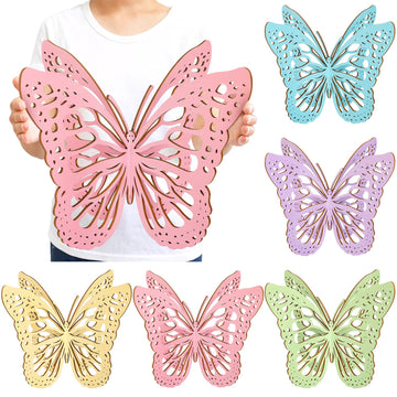 Yerliker 5 Pcs Butterfly Centerpieces for Table Butterfly Party Decorations 10 x 7 Inch Large Wooden 3D Butterflies for Spring H