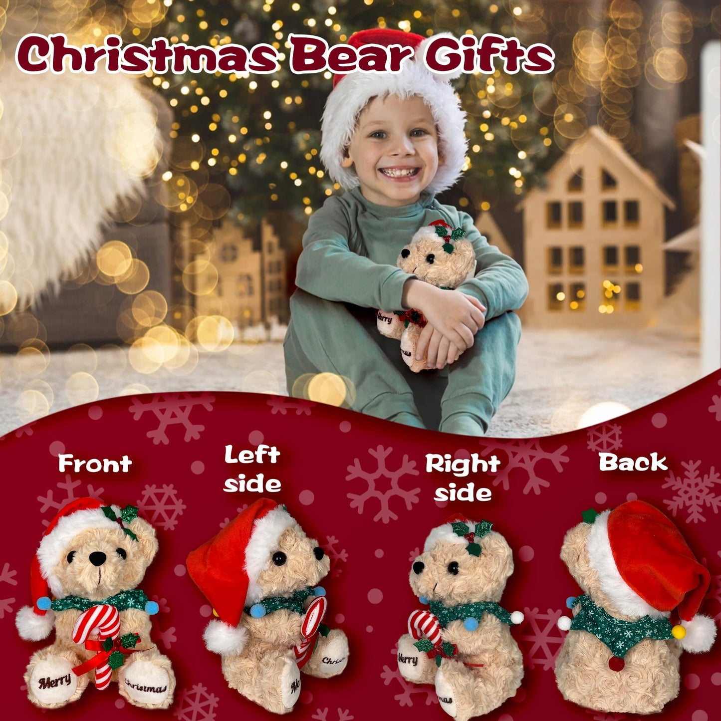 Numyawl Teddy Bear Stuffed Animal - Soft Stuffed Bear Toy with Hat  Cute Birthday Gift for Kids  mature-themed  Boys & Girls  8 Inch Cuddly Brown Holiday Bear Plush Present - Unique Bear Plushies Decoration