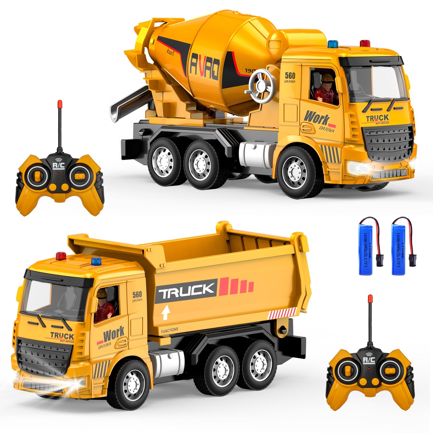 MQDMINI Construction Toys for Toddlers 6-12 Year Boys Girls, Remote Control Truck and Cement Mixer Truck, Kids Ideal Birthday Pa
