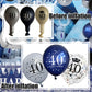 18Pcs Happy Birthday Balloons Decorations Navy Blue Silver 40Th Birthday Balloons Decoration Happy 40Th Birthday Confetti Latex