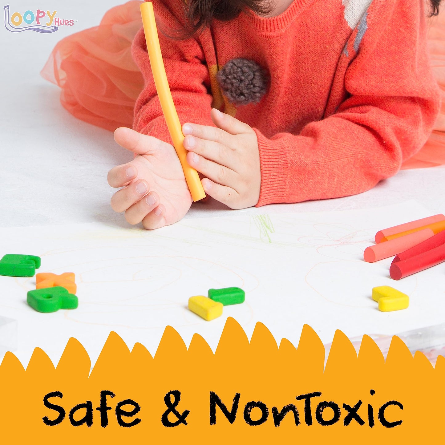 Loopy Hues Bendable Crayons For Kids, Arts & Crafts, School Supplies, 3D Letter & Number Crayons, No Sharpening Needed, Assorted