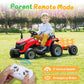 Anpabo 24V Ride On Tractor W/Tiltable & Detachable Trailer, Eva Tires, Up To 4.3Mph, Ride On Toys With Parental Remote, Realistic Tractor Sound & Chimney, Music Player, Led Light, Red