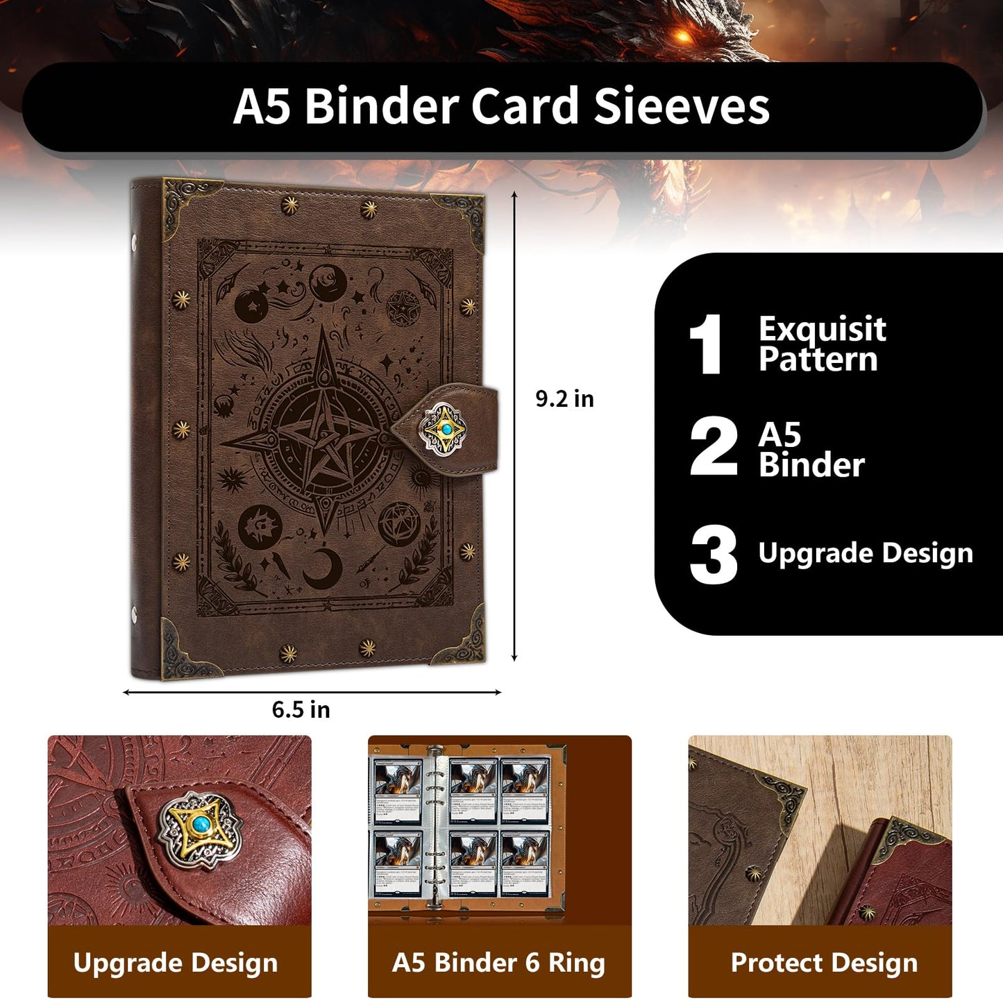 DUROTAN Trading Card Binder for MTG/YGO/PTCG/Game Cards Holds 240 Cards enhanced Collector Card Album for Standard Cards Toys Gifts for Kids