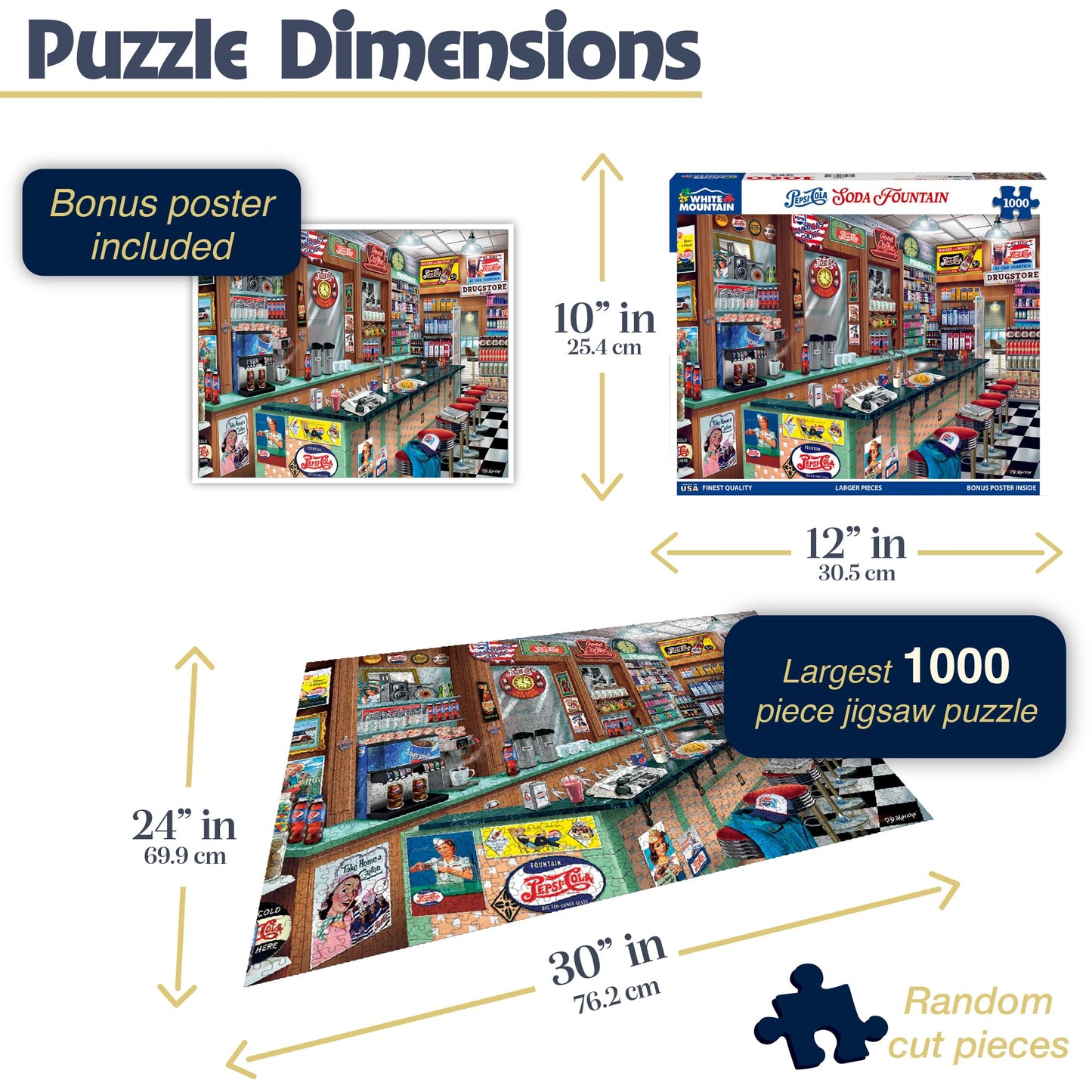 White Mountain Puzzles - Pepsi Soda Fountain - 1000 Piece Jigsaw Puzzle For Adults & Kids - Fun Family Activity - 24''X30''