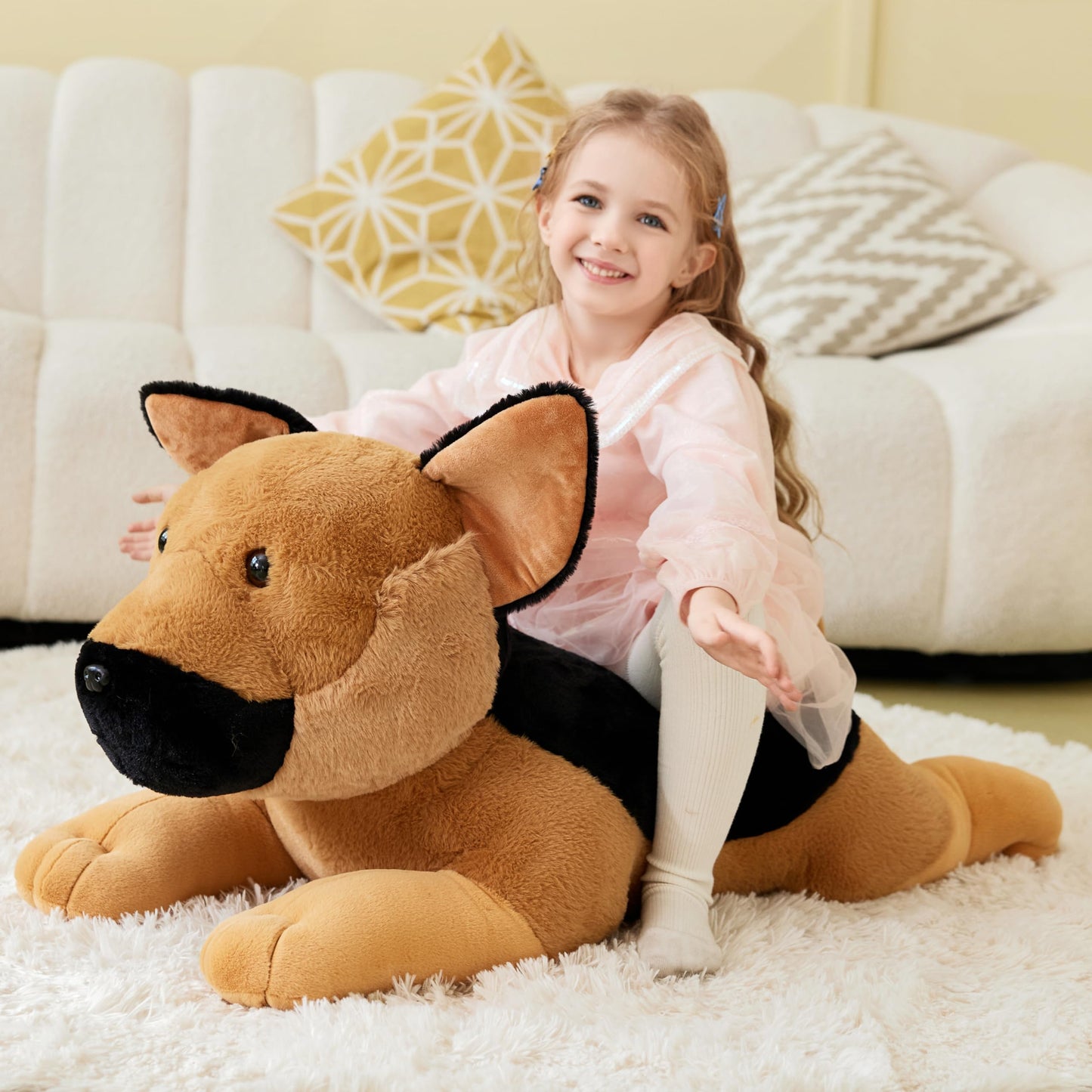 Ikasa Giant German Shepherd Dog Stuffed Animal Plush Toy,Big Large Jumbo Soft Toys,30' Cute Huge Size Fluffy Plushy Fat Plushie,Gifts For Kids