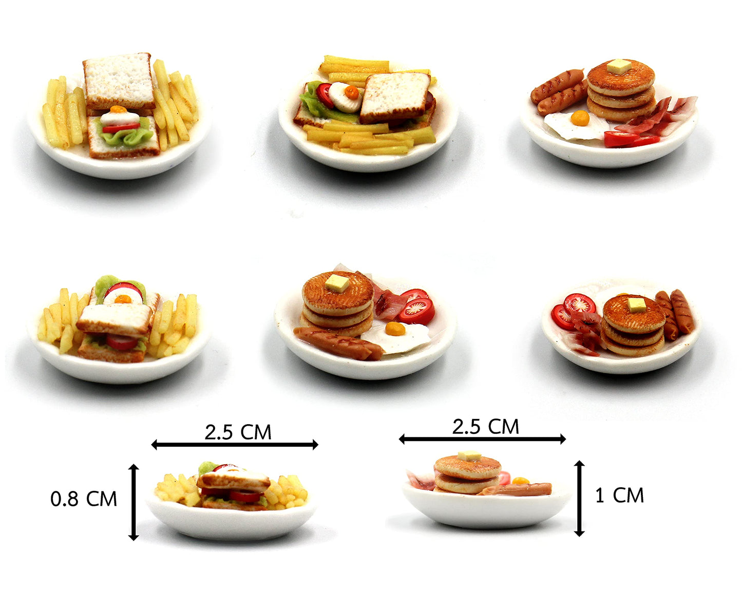 Mixed 10 Assorted Breakfast Set - Miniature Food, Tiny Food for Decoration Dollhouse, Doll House, Diorama (scale 1:24, 1/24)