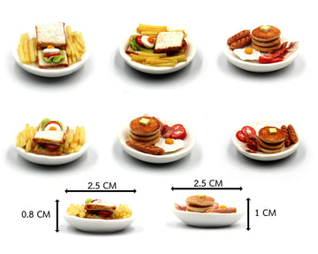 Mixed 10 Assorted Breakfast Set - Miniature Food, Tiny Food for Decoration Dollhouse, Doll House, Diorama (scale 1:24, 1/24)
