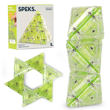 Speks Geode Pyramid - Magnetic Fidget Toy For Adults & Teens 14+ | Sensory Gadget For Stress Relief, Office Desk Toy Present, Christmas Gift, Holiday Stocking Stuffer | 12-Piece Set - Peridot
