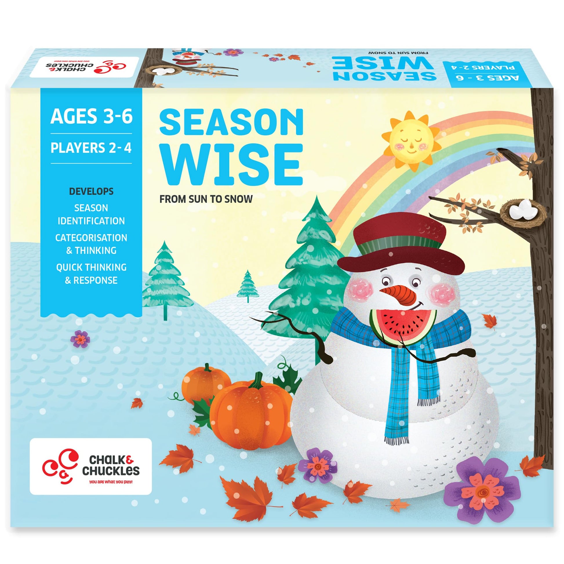 Chalk and Chuckles Season Wise Board Game - Early Learning Preschool Educational Toy for Kids Ages 3-6 | Learn About Seasons, So
