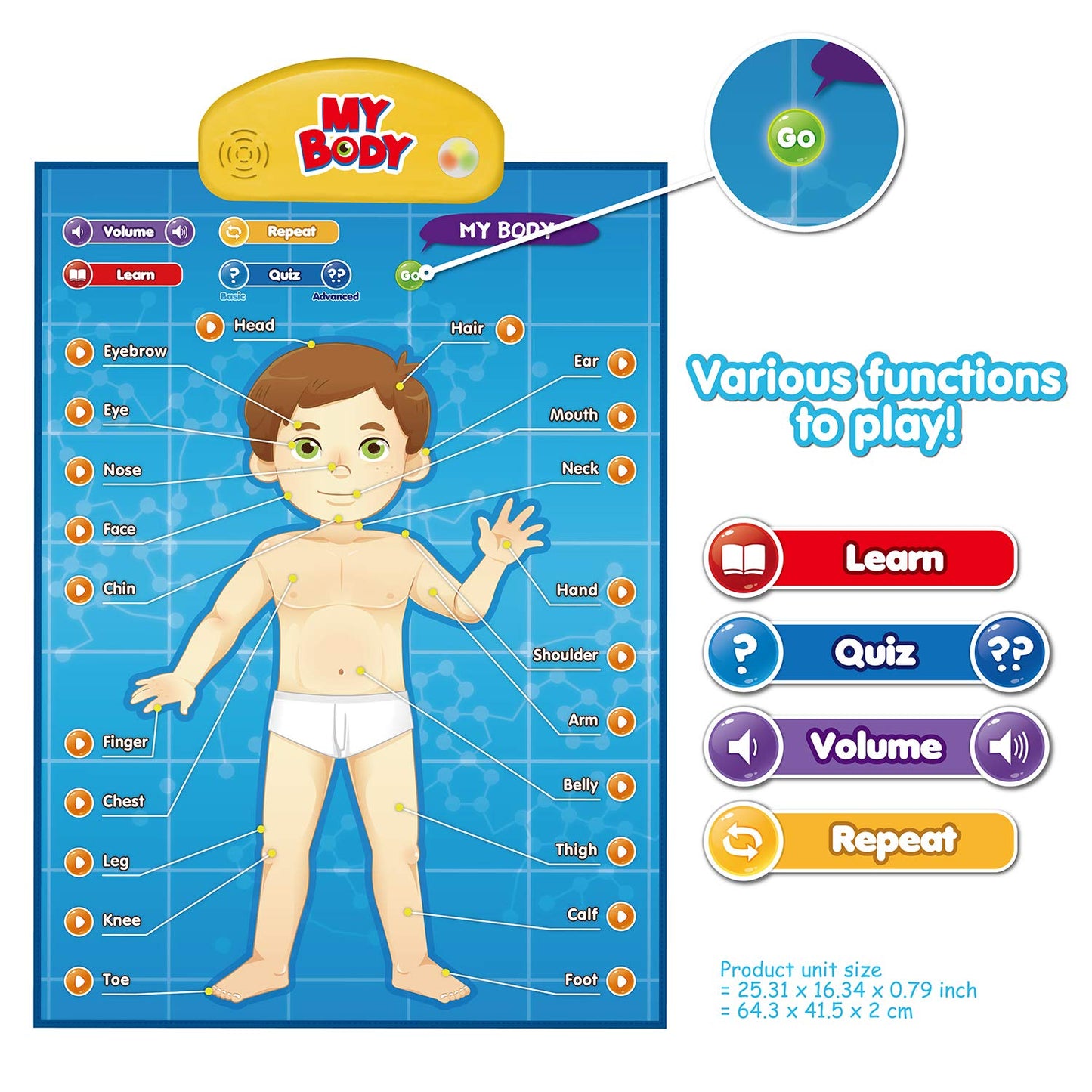 BEST LEARNING i-Poster My Body - Interactive Educational Human Anatomy Talking Game Toy | Learn Body Parts, Organs, Muscles and