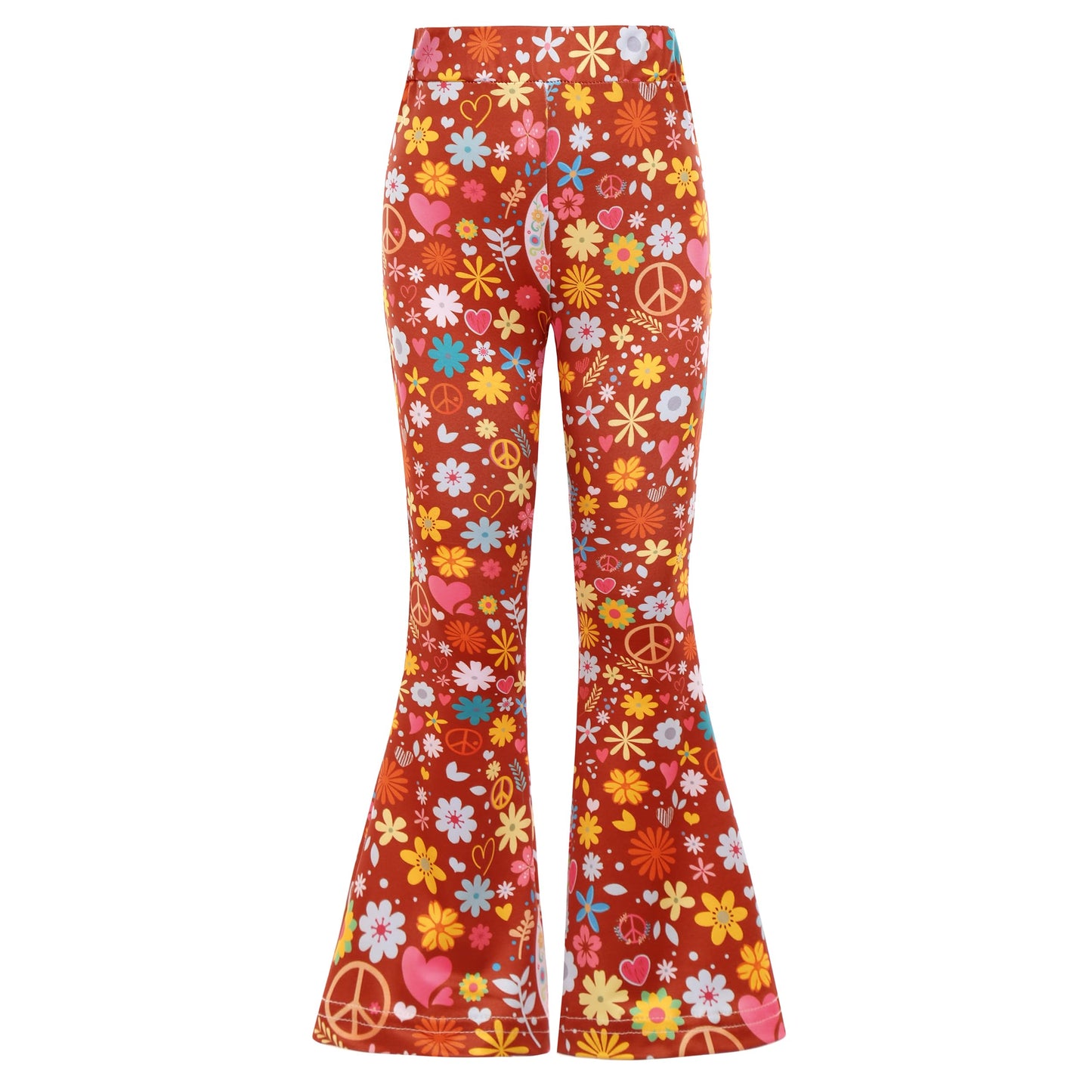 SIZGAROOT Hippie Costume for Girls Kids 60s 70s Outfits Costume Halloween Dress Up Party (Brown, 6-8 Years)