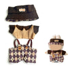 17cm Doll Clothes Labubu Clothes for 6.7inch(17cm) Dolls enhanced Doll Outfit with Hat and Accessories(Clothes Only) (Brown Purple)