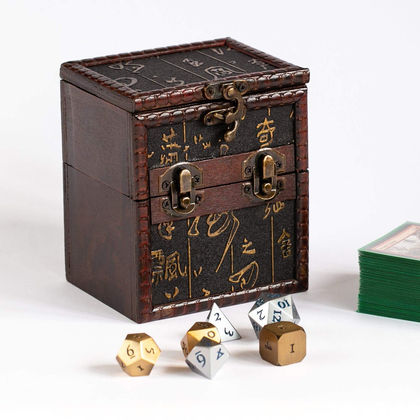 Kakapopotcg Elven Vault (Ancient Runes) Wood Deck And Counter Box Protector Sleeve Storage Trading Cards Tcg Mtg Magic Fab Ygo Edh Commander Box Fab Tcg Ptcg Dice Box