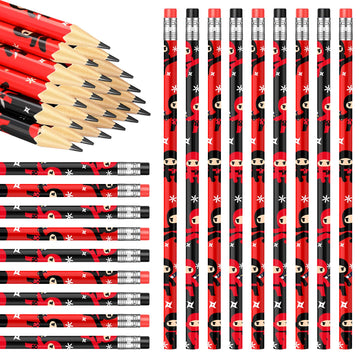 Nezyo 24 Pcs Ninja Pencils for Kids Ninja Party Favor Pencils with Eraser Ninja Birthday Party Decorations for Christmas Gift Sc